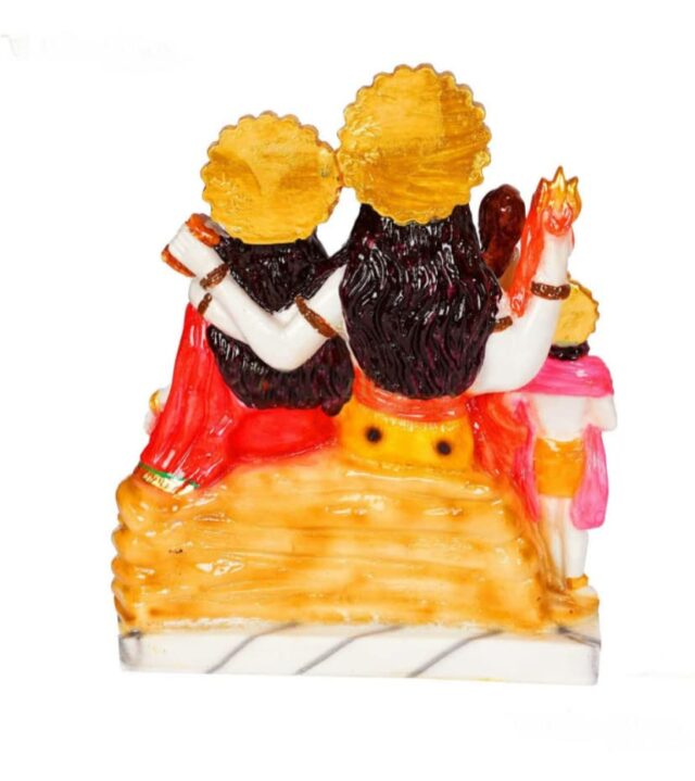Marble Dust Lord Shiv Parivar Family Murti Statue with Kartik Idol 9 Inch Multicolor