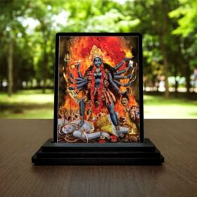 Kali MATA Car Dashboard Idols Figurine (Wooden - Multicolor - Size 3X5 in) Mahakali Statue for Collectors Shyama Murti for Meditation Room Chamunda Showpiece for Home Decor