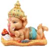 Decorative Ganesh Idol Statue Showpiece (Multi, 16 cm X 12.9 cm) - Diwali Decoration Items for Home Decor Mandir Temple Living Room Pooja Room Bedroom Office Table Top Decorative Gifts