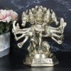 Brass Panchmukhi Sitting Bajrangbali Lord Hanuman Idol for Spiritual Protection Showpiece Statue for Home Office and Gifting Height 7 Inches