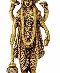 Brass Lord Bhagwan Vishnu Holding Club Brass Statue Handmade for Home Decor Idol for Mandir Puja for Gift Vastu Dosh - Height 7 Inch Gold Color