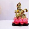 Yuvaansh Creations Presents Saraswati Ji on Lotus | Saraswati Ji Goddess Murti Idol Statue Sculpture Figurine - Resin - 11" Inches ? Multi