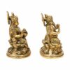 Brass Ganesha Lakshmi Idol Sitting on Lotus Statue for Home Office Puja Decor 5 Inches