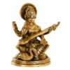 Astadhatu Made Maa Saraswati Idol Sitting on Hans | Brass Devi Saraswati Siddhi Idol for Puja Sucess and Home Decor 5 Inch