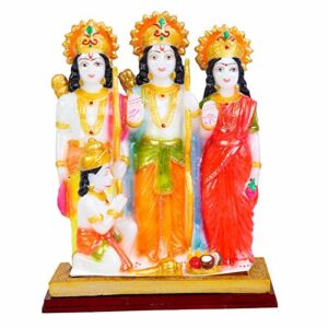 Craft Marble Ram Darbar Hanuman Sita Laxman Statue Idol Showpiece Sculpture Murti for Home Decor, 18 x 12 x 7 cm (Multicolour)