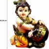 Baby Krishna Idol Statue murti Resin Sculpture Lord Krishna Makhan Chor Idol for Home Decor and Pooja & Gift,7X 5 Inch (Multi)