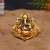 Ganesh Idol on Leaf - Lord Ganesha with Diya - Metal Diya for Diwali Decoration Items Home Decorative Gift Puja Gifts Corporate, Diwali Gift Item