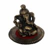 Pagdi Metal Lord Ganesha on Round Base (10.2 cm x 10.2 cm x 7.6 cm, Brown)