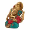 Brass Ganesh Bhagwan Idol Ganesha Statue Ganpati Murti for Home Entrance Decor Diwali Gift Decorate with Multicolored Stone Height 4.5 Inch (1)