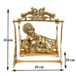 Metal Ganesh Idol on Jhula, 26 cm Height, Gold Antique, 1 Piece