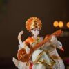 Marble Dust Goddess Maa Saraswati Idol Statue Hindu Goddess MATA Saraswati ji Murti for Pooja Meditation Office Home Study Table Decorative Figurines Religious Idols, White
