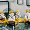 Resin Lord Ganesha Musical Statue Playing Flute Tabla Dholak Harmonium HandCute Figurines of Ganesh Vinayak Idol Decorative Showpiece Home & Temple - Set of 4, Multicolour, 13cm Tall