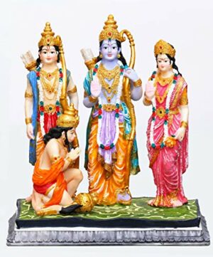 Polyresin Sri Krishna Ram Darbar-Hindu God and Goddess Idol, 7", Multicolour