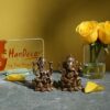 Brass Laxmi Ganesh Idol Pair, Standard, Weight - 700 Grams Antique Brown, 2 Piece