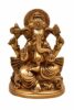 Ganesh Sitting On Chair Showpiece - 13.5 cm (Brass, Gold)