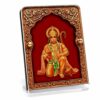 Wooden Gold Plated and Velvet Base Mahal/Palace Design Hanuman ji Car Dashboard/Home Decor/Idol with japa mala (Prayer Beads) Multicolour, Medium