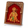 Wooden Gold Plated and Velvet Base Mahal/Palace Design Hanuman ji Car Dashboard/Home Decor/Idol with japa mala (Prayer Beads) Multicolour, Medium