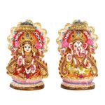 Eco-Friendly Laxmi Ganesh Idol Statue Pair for Diwali Decoration, Home Decor, Mandir Temple, Pooja Room, Table, Office Gifts, Made of Terracotta Clay