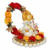 Lord Ganesha Idol on Decorative Handcrafted Plate for Home and Car