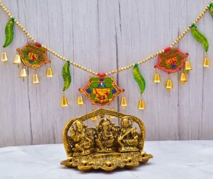 Laxmi Ganesh Saraswati Idol and Toran Free - Lakshmi Ganesh Murti Diwali Home Decoration Items Lakshmi Ganesh for Diwali puja Laxmi Ganesha Murti and Bandarwal (Toran) Free
