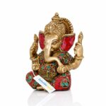 5.5" Brass Lord Ganesha Idol Statue for Pooja Home Decor, Ganesh Sculpture for Diwali Decoration