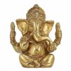 Brass Lord Ganesha Ganpati Religious Statue Idol Ganesh Murti Home Decor for Puja Size - Height 4.5 Inches.