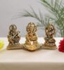 Smizzy God Idols for Pooja| Metal Antique Ganesh laxmi Saraswati Idol Murti for Home Decor| Decorative Platter with Diya, Ganpati for Diwali Decoration Festival, Golden