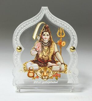 Foil, Acrylic Shiv Ji With Japa Mala Idol, 4 cm x 8 cm x 6.5 cm, Multicolour