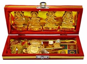 Metal Brass Sri Dhan Laxmi -Kuber Bhandari Yantra (Gold_1.5 Inch X 2.3 Inch X 1.1 Inch)