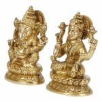 Brass Laxmi Ganesh Idol Small Size for Home Decoration, Gifting, Diwali Pooja
