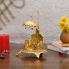 Metal Singhasan Oval Shaped for Ganesha Krishna God Idols - Gold Plated Ladoo Gopal Pooja Chowki for Temple Mandir Puja Idol Decoration Items (1 Pieces)