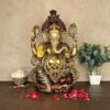 Large Brass Lord Ganesh Idol with Antique Finish