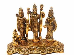 Lord Ram Darbar Idol Metal Showpiece Hindu Religious Idols Ram Sita Laxman Hanuman Murti Golden Oxidized (Antique)