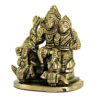 Brass Shiva Parvati Pariwar - Shiva Family | Shiva Bholenath Shankar Parvati Ganesh Ganesha Nandi Family Murti Idol Statue Sculpture - Small Size - 2.25" inches