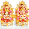 Clay Laxmi Ganesha Pair Idol 18 cm Multicolour, 2 Pieces