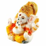 Ganpati Idol for Car Dashboard, 9.6 cm, Yellow Color, Ganesh Murti for Home Decor and Living Room