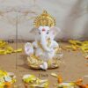 Gold Plated Idol for Car Dashboard/Home/Office Shelves/Diwali/Gifting/Idol 3.5 inches (Gold) (Gold White Mukut)