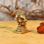 Brass Lord Ganesha Idol for Pooja Home Decor, Decorative Showpiece for Temple, Car Dashboard, 6 inches