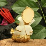 Ganesha Idol for Car Dashboard Gold Plated Terracotta Figurine Home Decor
