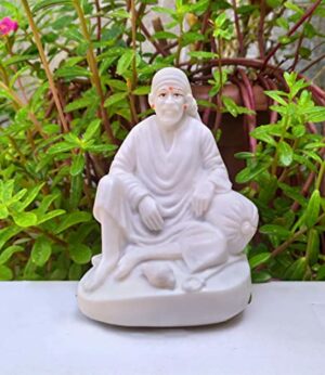 shirdi saibaba Idol Marble/saibaba Idol for car Dashboard 11 cm