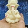 Ganesha for Car Dashboard Ganesh Statue Murti Ivory Finish Lord Ganpati Diwali Gifts Home Decor Figurine (Size: 3.5 x 2 inches) Ceramic