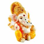 Ganpati Idol for Car Dashboard, 9.6 cm, Yellow Color, Ganesh Murti for Home Decor and Living Room