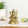 Brass Lord Ganesh Idol, 4'' X 2.4'' X 2.2'', Golden (Model Number: GBS189)