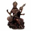 Saraswati Idol Sculpture Hindu Goddess of Knowledge Music & Art 15.0 cm Height 13.4 cm Width