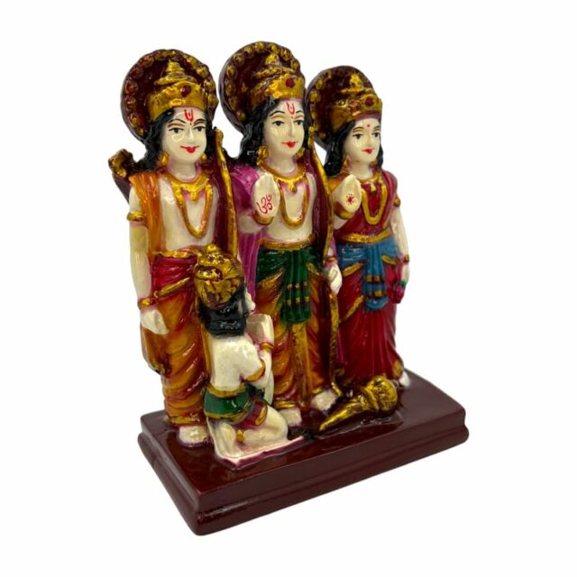 Ram Darbar with Sita, Laxman and Hanuman Statue/Idol/Figurine/Murti Made of (Composite Marble & Washable Colors) for Home/Temple/Office/Car/Mandir - (14x10x6 Cms)