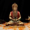 Resin Lord Hanuman Ji Idol Decorative Showpiece Statue for Home Office Decor Murti Bajrangbali Idols Murti for Pooja (8 Inches, Metal Finish), Metallic