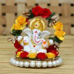 Ganesha Idol on Decorative Handcrafted Plate for Home and Car