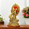 Gold Plated Saraswati Maa Metal Idol, Hindu Goddess Saraswati MATA Murti for Pooja Room Home Study Room Table Decorative,Showpiece Figurines,Religious Idol Gift