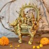 Brass Shiva Idol God Shiva Parvati Idol Sitting On Nandi Statue Diwali Decor Gifts(Size 7.5 x 5 Inches).