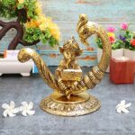Handcrafted Metal Ganesh Idol Showpiece, Height 16 cm, Gold Antique, 1 Piece